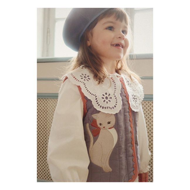 Blouse Coton Bio Col Brodé Rilo | Blanc