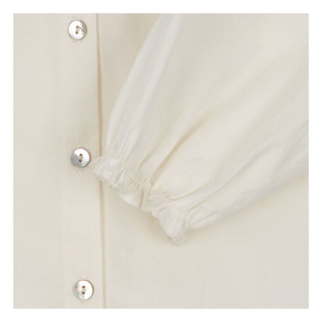 Bluse aus Bio-Baumwolle mit besticktem Kragen Rilo | Weiß