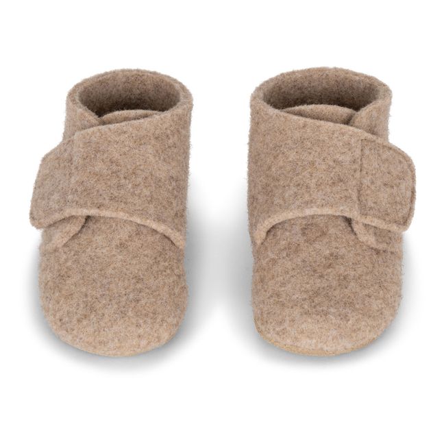 Chaussons Scratchs Mérinos Mamour | Beige