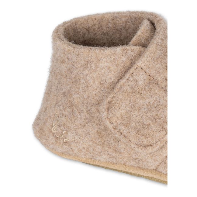 Mamour Merino Wool Velcro Booties | Beige