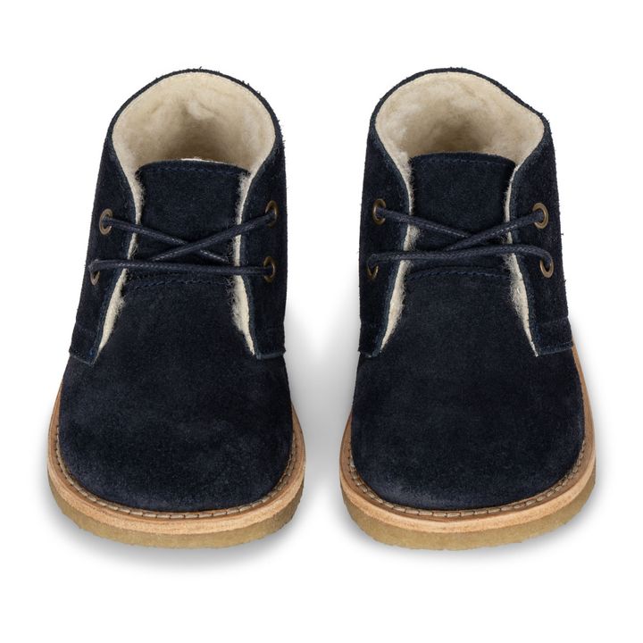 Sneakers allacciate in pelle scamosciata Woolie Desert | Blu marino- Immagine del prodotto n°1