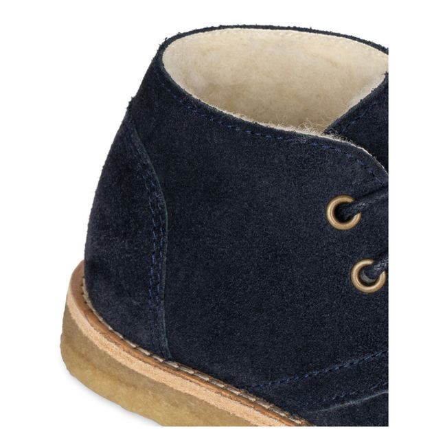 Baskets Lacets Suède Woolie Desert | Bleu marine