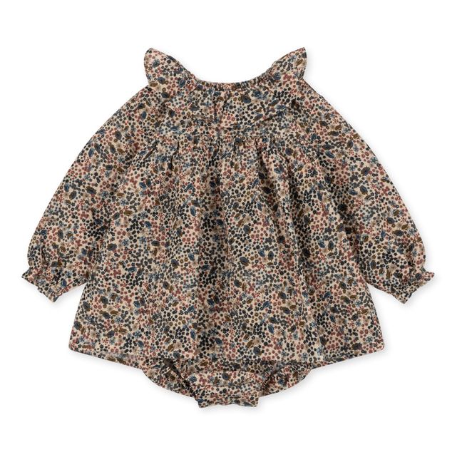 Barboteuse Coton Bio Colerette Florale Malis | Beige