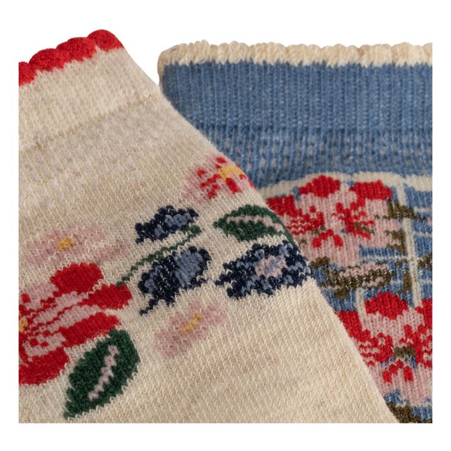 2er-Pack Socken aus Bio-Baumwolle mit Jacquard-Blumenmuster | Seidenfarben