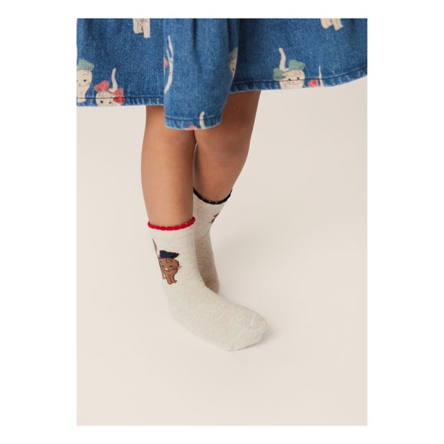 Organic Cotton Flower and Cat Socks - Set of 2 | Navy