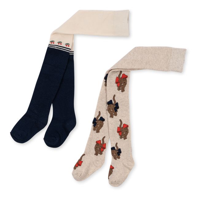 Lot 2 Paires Collants Coton Bio Lapis | Beige