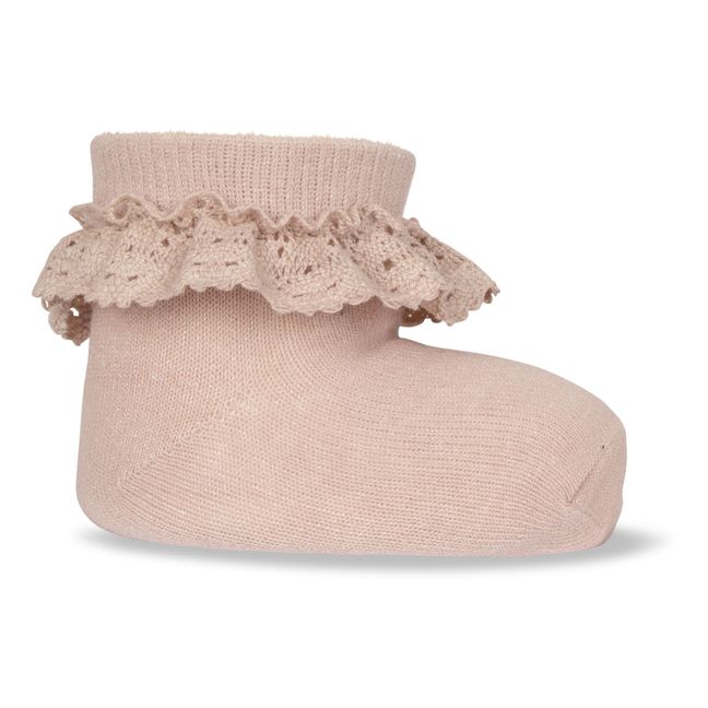 Organic Cotton Lace Socks - Set of 3 | Pale pink