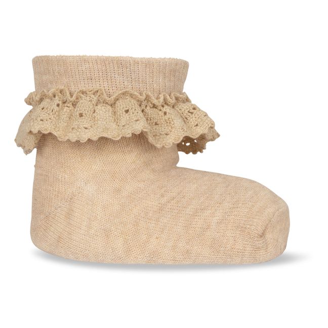 Organic Cotton Lace Socks - Set of 3 | Pale pink