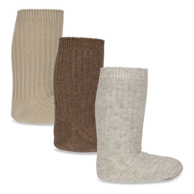 Organic Cotton Ribbed Socks - Set of 3 | Marrone