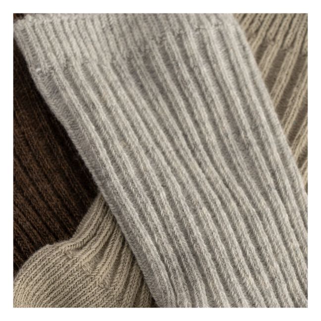 Organic Cotton Ribbed Socks - Set of 3 | Brown