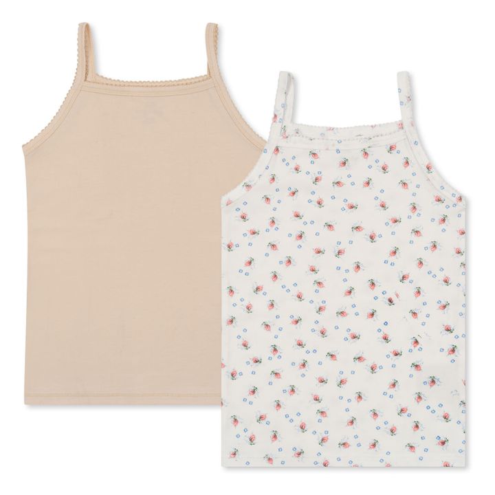 Organic Cotton Cherry Tank Tops - Set of 2 | Beige- Product image n°0