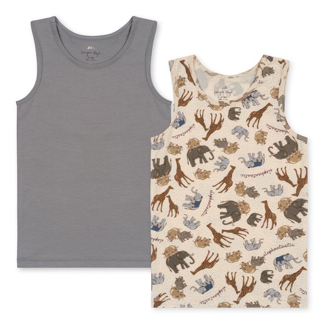Lot 2 Débardeurs Coton Bio Eléphants | Gris
