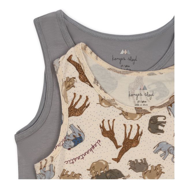 Lot 2 Débardeurs Coton Bio Eléphants | Gris