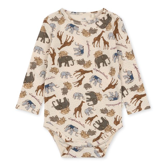 Organic Cotton Elephant Bodysuit | Ecru