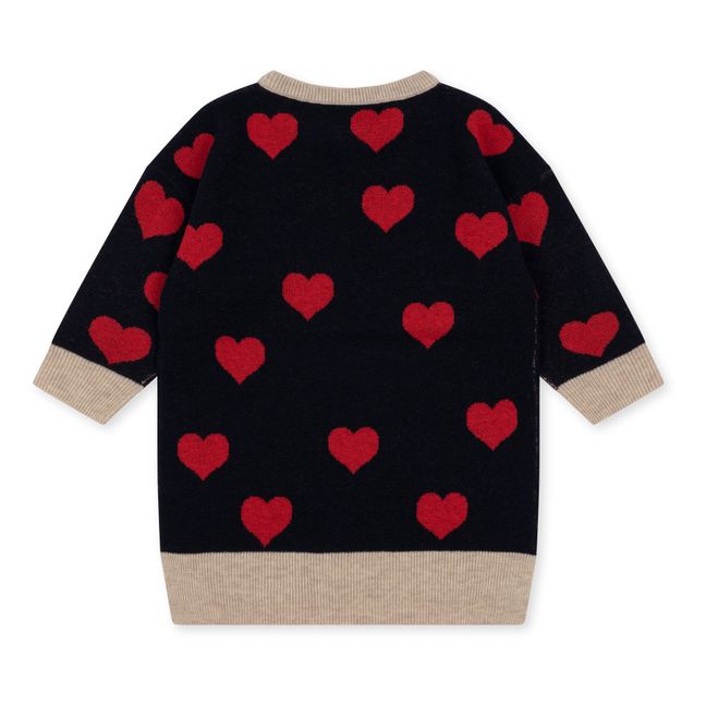 Lapis Organic Cotton Heart Knit Dress | Blu marino