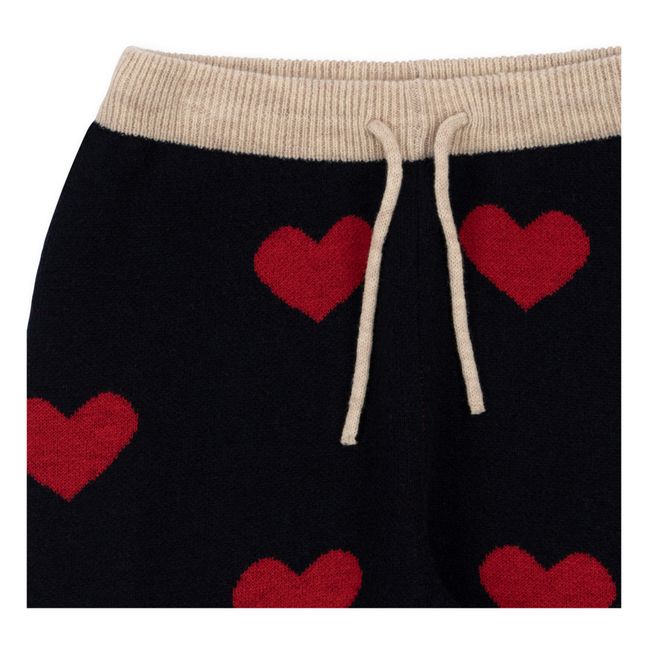 Lapis Organic Cotton Heart Knit Joggers | Navy blue
