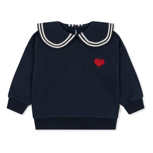 Sweat Col Claudine Coton Bio Matière Recyclée Lou Betty | Bleu marine