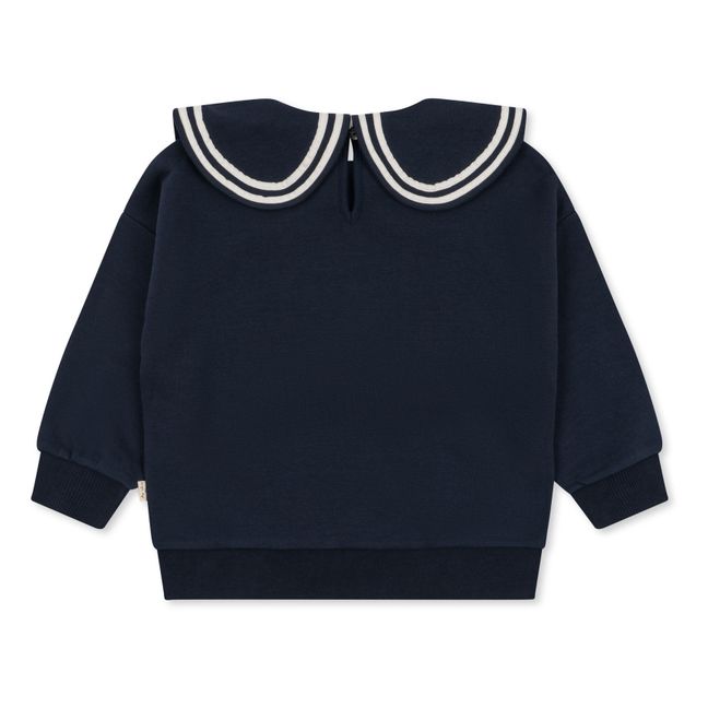 Lou Betty Organic Cotton Peter Pan Collar Sweatshirt | Azul Marino
