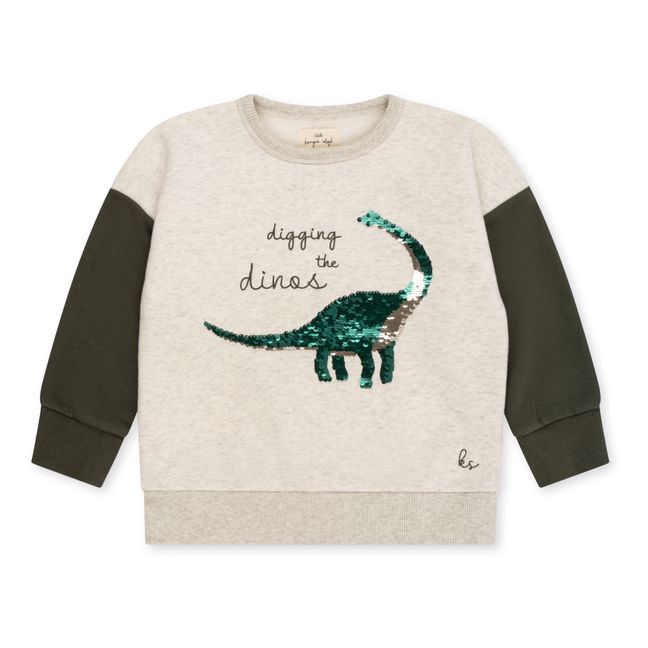 Sweat Coton Bio Dino Lou Sequin | Ecru