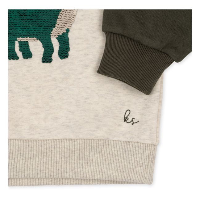 Lou Organic Cotton Sequin Dinosaur Sweatshirt | Ecru