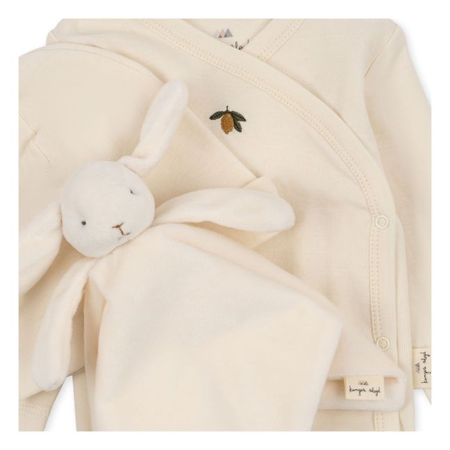 Organic Cotton Soft Toy, Bonnet & Bodysuit Set | Ecru