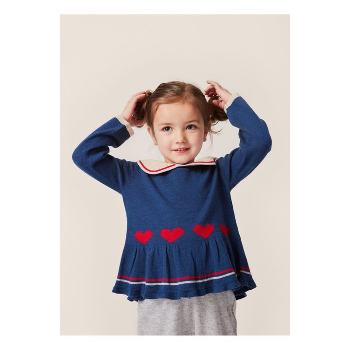 Maxime Wool Claudine Collar Blouse | Navy blue- Product image n°2