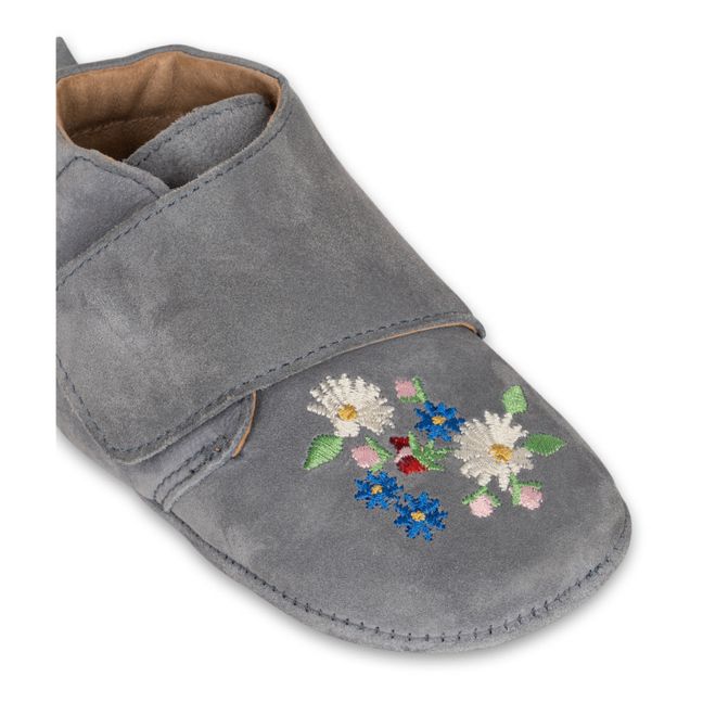 Chaussons Suède Brodés Mamour | Gris