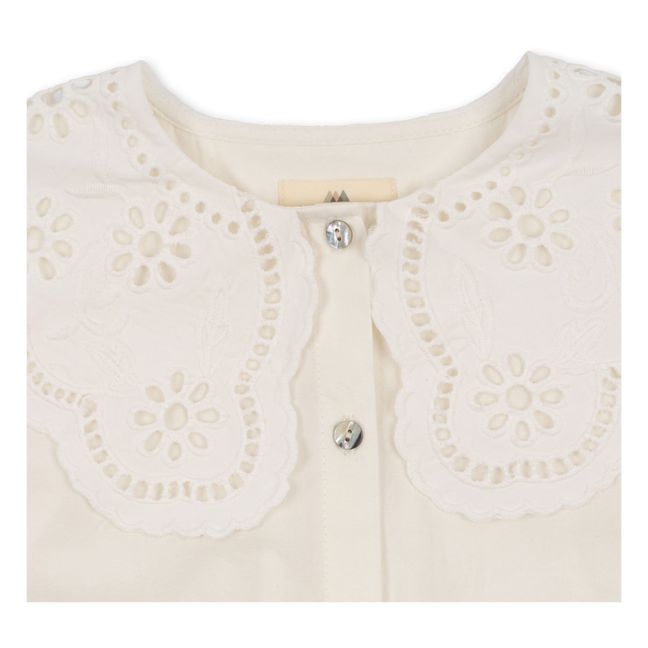 Organic Cotton Embroidered Collar Blouse | Ecru