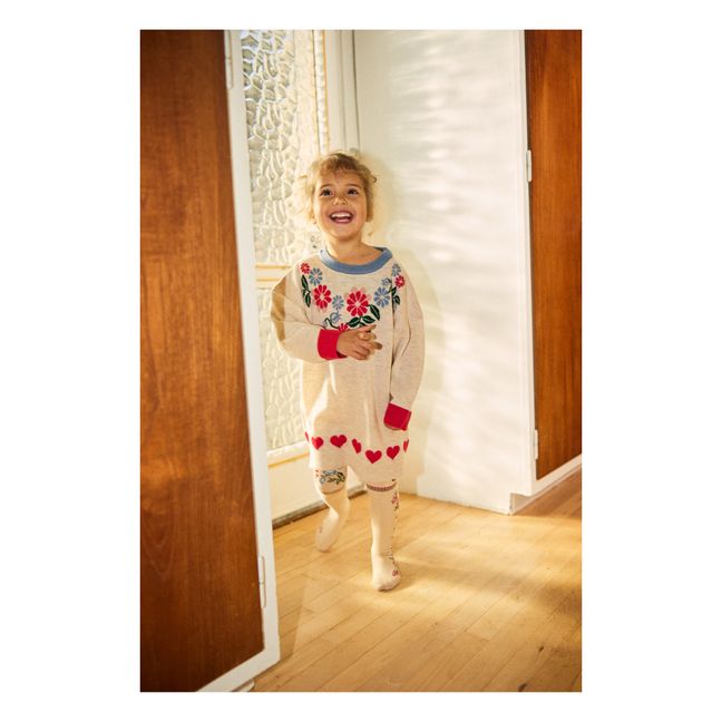 Robe Tricot Coton Bio Fleurie Eli | Beige