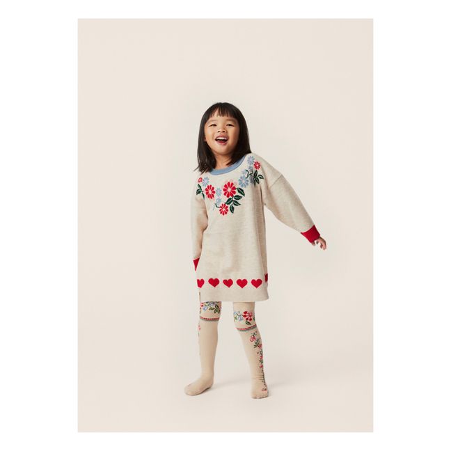 Robe Tricot Coton Bio Fleurie Eli | Beige