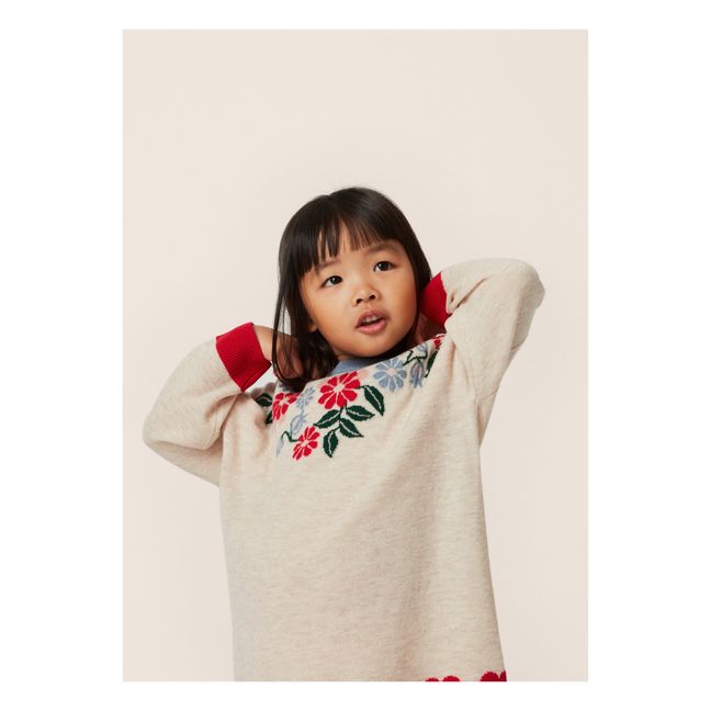 Robe Tricot Coton Bio Fleurie Eli | Beige