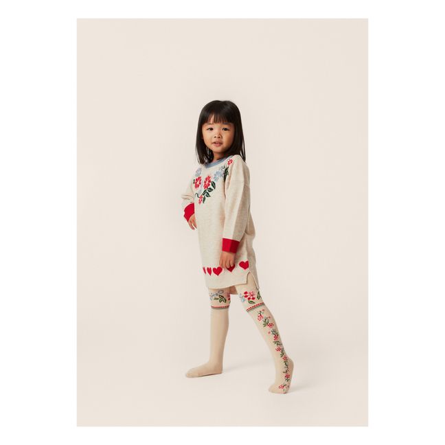 Robe Tricot Coton Bio Fleurie Eli | Beige