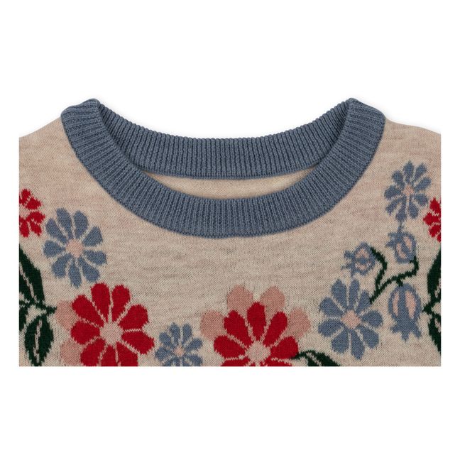 Eli Organic Cotton Floral Knit Dress | Beige