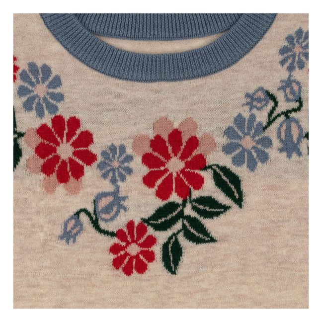 Eli Organic Cotton Floral Knit Dress | Beige