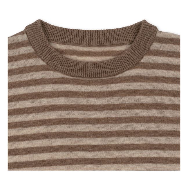 Pull Mérinos Coton Bio Rayée Loui | Marron