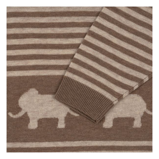 Loui Organic Cotton Striped Merino Wool Jumper | Braun