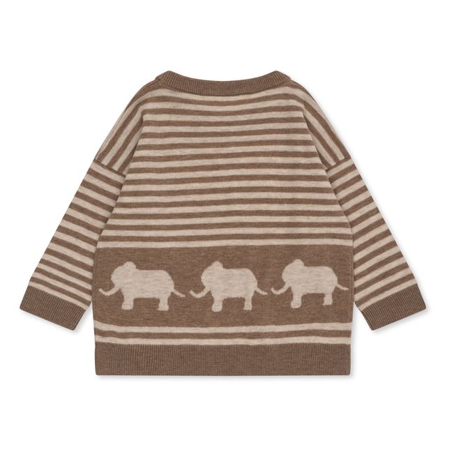 Pull Mérinos Coton Bio Rayé Loui | Marron