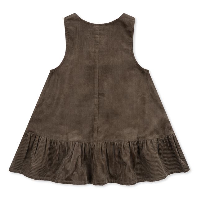Kleid aus Bio-Baumwolle und geripptem Samt Sully Magot | Braun