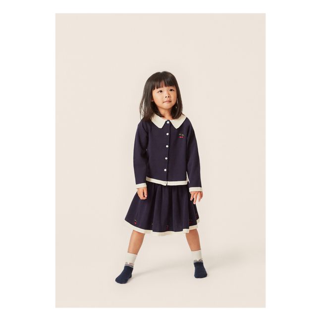 Cardigan Col Claudine Tricot Coton Bio Venton | Azul Marino