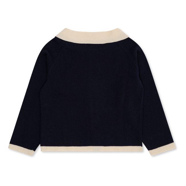 Cardigan Col Claudine Tricot Coton Bio Venton | Azul Marino