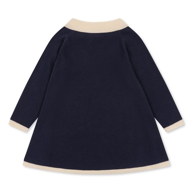 Claudine Collar Knit Dress Organic Cotton Venton | Navy blue