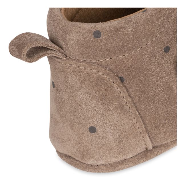 Chaussons Suède à Pois Mamour | Marron