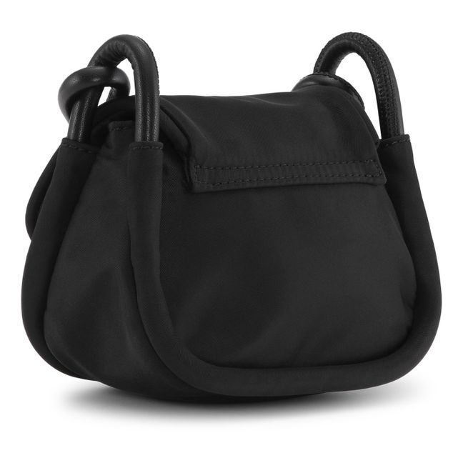 Mini bolsa con solapa y nudo Materiales reciclados | Negro
