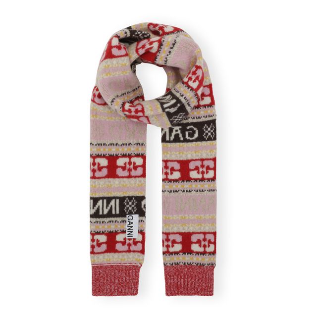 Graphischer Schal aus recycelter Wolle | Rot