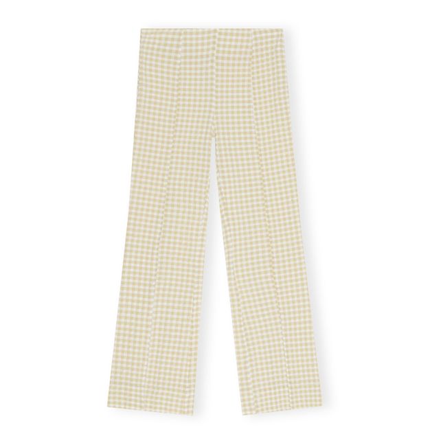 Pantaloni in cotone crepe stretch | Giallo chiaro