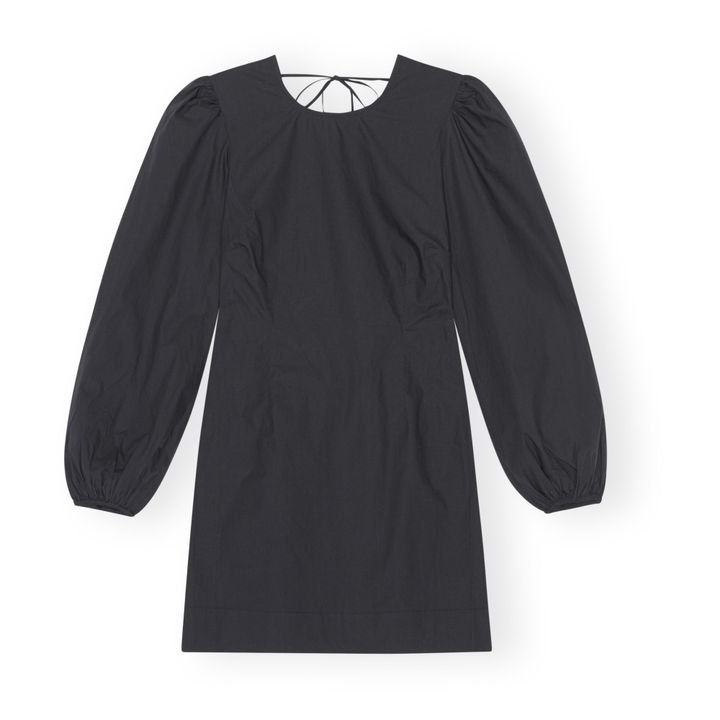 Vestido de popelín con estampado de algodón orgánico | Negro- Imagen del producto n°0