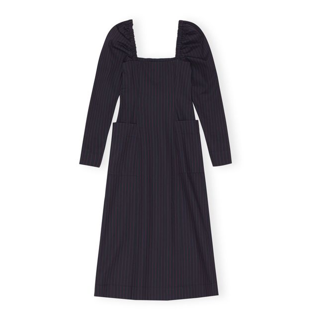 Striped Recycled Materials Stretch Dress | Navy blue