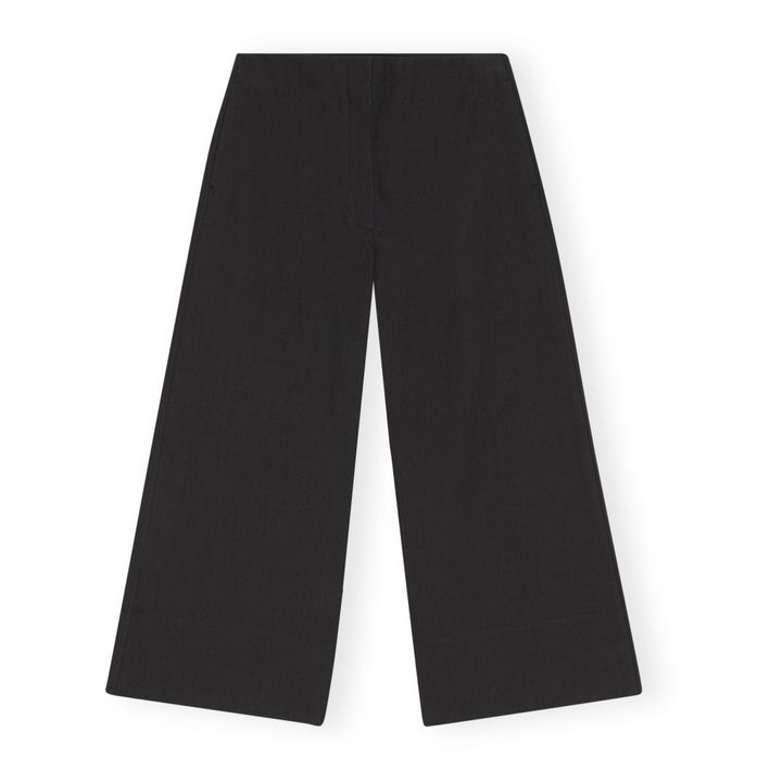 Organic Cotton Suiting Wide Leg Pants | Negro- Imagen del producto n°0