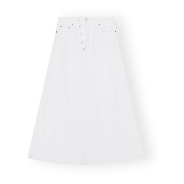 Double Fly Denim Organic Cotton Skirt | White