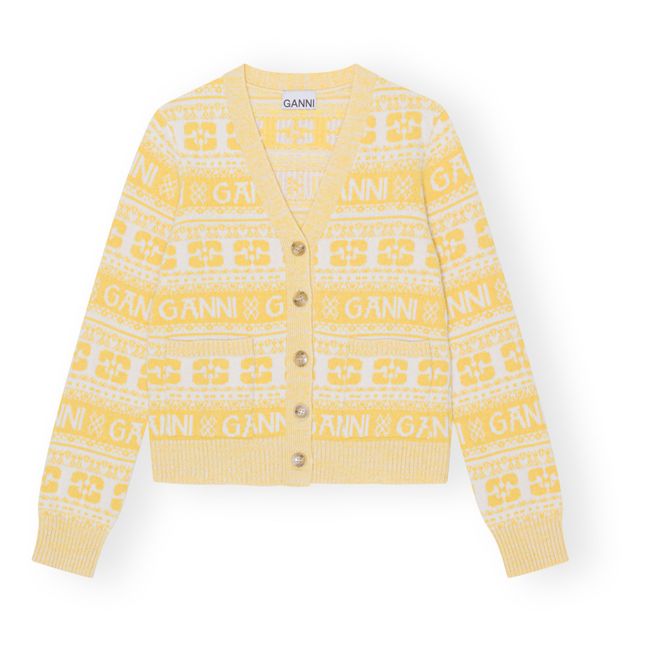 Cardigan Logo Laine Recyclée | Giallo